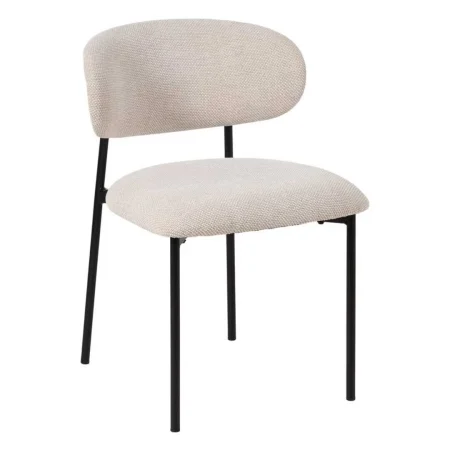 Silla crema tapizada en tejido 100% poliéster con estructura metálica y madera contrachapada 50x54x73.50cm - Ixia - 609593IX - foto-blanco