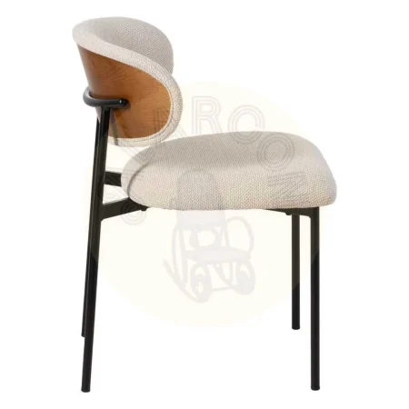 Silla crema tapizada en tejido 100% poliéster con estructura metálica y madera contrachapada 50x54x73.50cm - Ixia - 609593IX - foto-secundaria-1