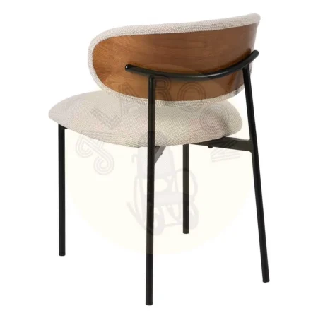Silla crema tapizada en tejido 100% poliéster con estructura metálica y madera contrachapada 50x54x73.50cm - Ixia - 609593IX - foto-secundaria-2