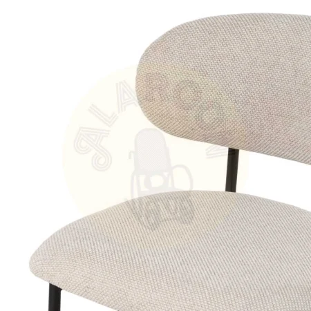 Silla crema tapizada en tejido 100% poliéster con estructura metálica y madera contrachapada 50x54x73.50cm - Ixia - 609593IX - foto-secundaria-4