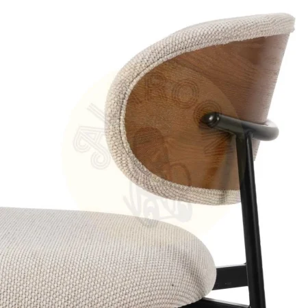 Silla crema tapizada en tejido 100% poliéster con estructura metálica y madera contrachapada 50x54x73.50cm - Ixia - 609593IX - foto-secundaria-6