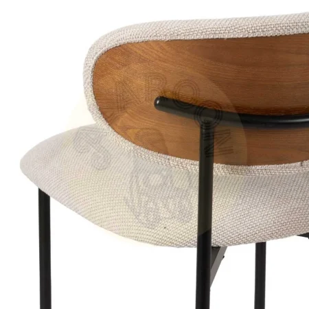 Silla crema tapizada en tejido 100% poliéster con estructura metálica y madera contrachapada 50x54x73.50cm - Ixia - 609593IX - foto-secundaria-8