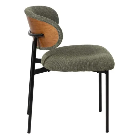 Silla verde tapizada en tejido 100% poliéster con estructura metálica y respaldo en madera contrachapada 50x54x73.50cm - Ixia - 609594IX - foto-blanco