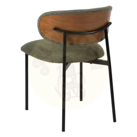 Silla verde tapizada en tejido 100% poliéster con estructura metálica y respaldo en madera contrachapada 50x54x73.50cm - Ixia - 609594IX - foto-secundaria-1