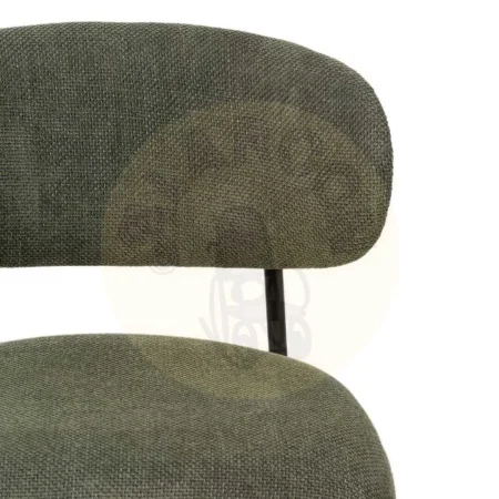Silla verde tapizada en tejido 100% poliéster con estructura metálica y respaldo en madera contrachapada 50x54x73.50cm - Ixia - 609594IX - foto-secundaria-2