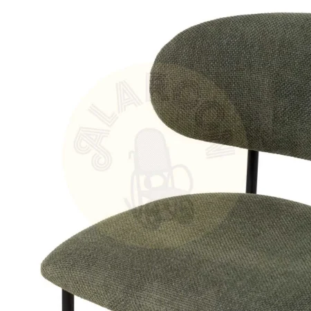 Silla verde tapizada en tejido 100% poliéster con estructura metálica y respaldo en madera contrachapada 50x54x73.50cm - Ixia - 609594IX - foto-secundaria-3