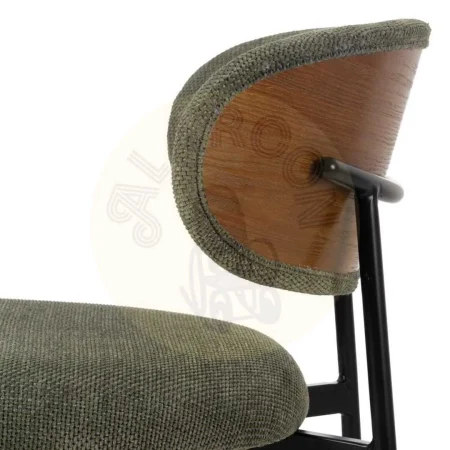 Silla verde tapizada en tejido 100% poliéster con estructura metálica y respaldo en madera contrachapada 50x54x73.50cm - Ixia - 609594IX - foto-secundaria-5