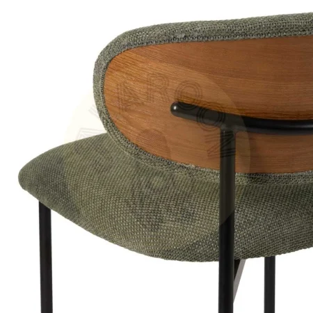 Silla verde tapizada en tejido 100% poliéster con estructura metálica y respaldo en madera contrachapada 50x54x73.50cm - Ixia - 609594IX - foto-secundaria-7