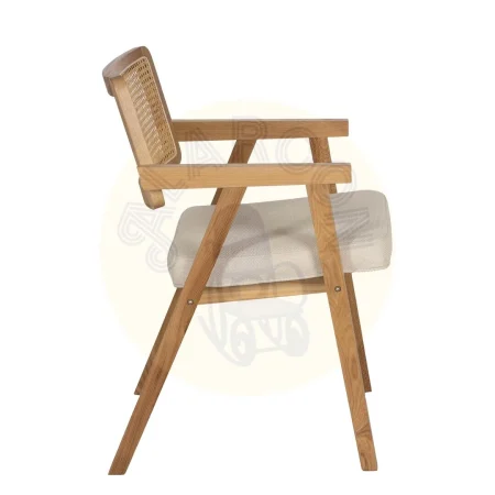 Silla con brazos en madera de haya y asiento de ratán natural 56x55x81cm - Ixia - 609989IX - foto-secundaria-1