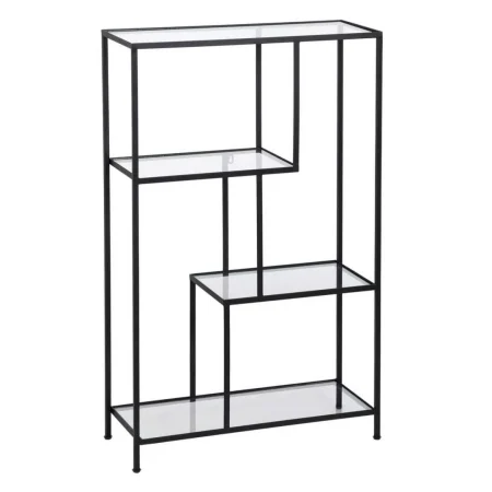 Estantería metálica negra con estantes de cristal 65x25x110cm - Ixia - 610006IX - foto-blanco