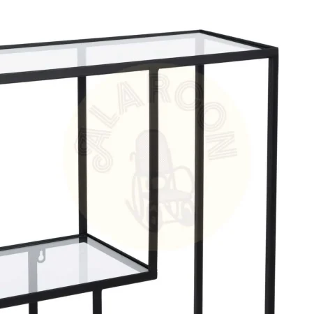 Estantería metálica negra con estantes de cristal 65x25x110cm - Ixia - 610006IX - foto-secundaria-3