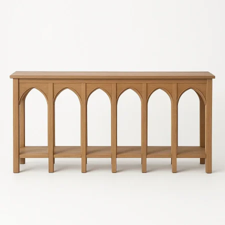 Consola natural en madera de pino reciclada para entrada 210x38x90cm - Ixia - 610036IX - foto-blanco
