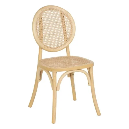 Silla de madera de olmo con asiento y respaldo de ratán natural 44.50x41.50x89cm - Ixia - 610045IX - foto-blanco