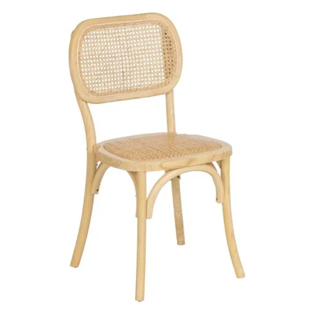 Silla natural de madera de olmo con asiento y respaldo de ratán apilable para salón 45x41x88cm - Ixia - 610047IX - foto-blanco