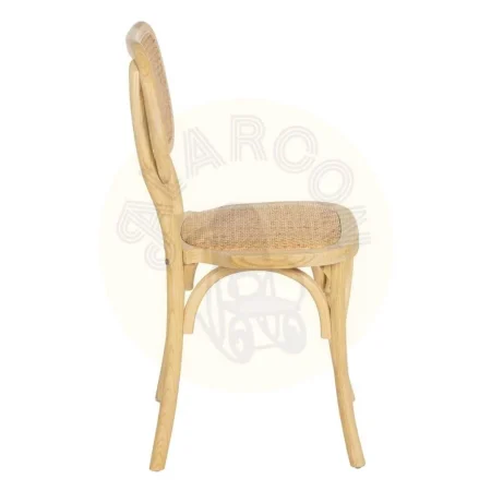 Silla natural de madera de olmo con asiento y respaldo de ratán apilable para salón 45x41x88cm - Ixia - 610047IX - foto-secundaria-1