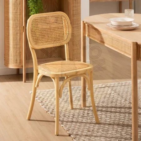 Silla natural de madera de olmo con asiento y respaldo de ratán apilable para salón 45x41x88cm - Ixia - 610047IX - foto-secundaria-12