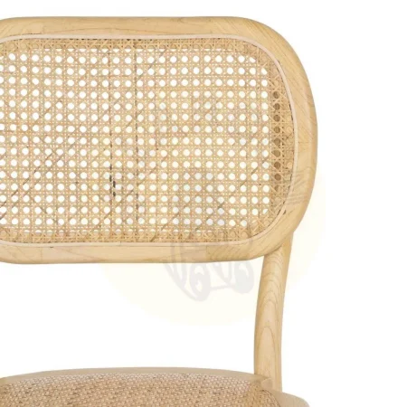 Silla natural de madera de olmo con asiento y respaldo de ratán apilable para salón 45x41x88cm - Ixia - 610047IX - foto-secundaria-3