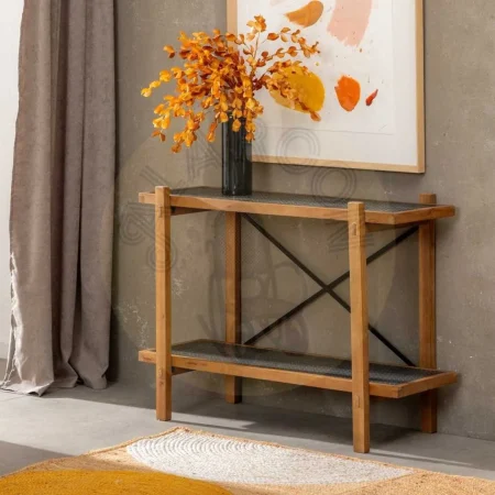 Estantería en DM y madera de abeto con estructura de hierro acabado negro y natural 107x40x80cm - Ixia - 610072IX - foto-secundaria-8