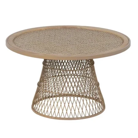 Mesa de centro natural en metal y ratán 70x70x39.50cm - Ixia - 610163IX - foto-blanco