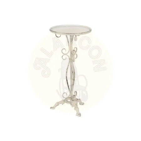 Set de 2 mesitas crema en metal 40x40x77cm - Ixia - 610177IX - foto-secundaria-2