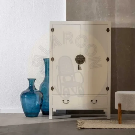 Armario blanco en DM con patas de abeto colección Oriente 100x45x160cm - Ixia - 610183IX - foto-secundaria-10