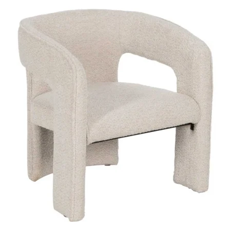 Silla tapizada en tejido beige con estructura de madera y hierro 69x66x73cm - Ixia - 610223IX - foto-blanco