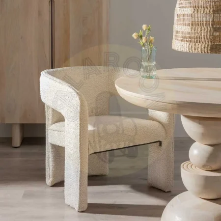 Silla tapizada en tejido beige con estructura de madera y hierro 69x66x73cm - Ixia - 610223IX - foto-secundaria-11