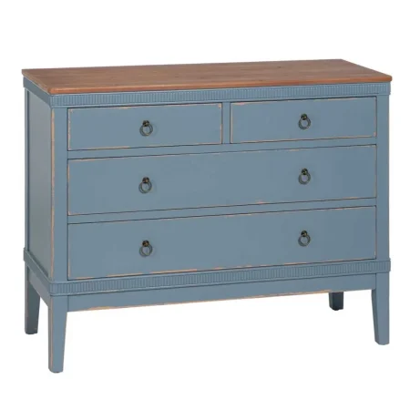 Cómoda azul en madera de abeto y DM 4 cajones 115x45x90cm - Ixia - 610590IX - foto-blanco
