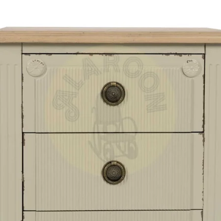 Mesita crema en madera de abeto y DM con cajones de y patas de 9cm 48x36x61cm - Ixia - 610596IX - foto-secundaria-4