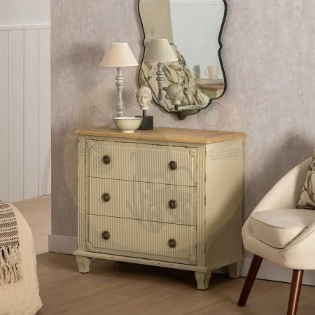 Cómoda crema en madera de abeto y DM 80x38x73cm - Ixia - 610597IX - foto-secundaria-10