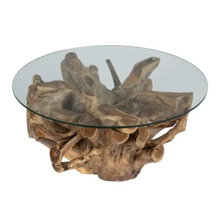Mesa de centro madera de teca y cristal natural 90x90x45cm - Ixia - 610875IX - foto-blanco