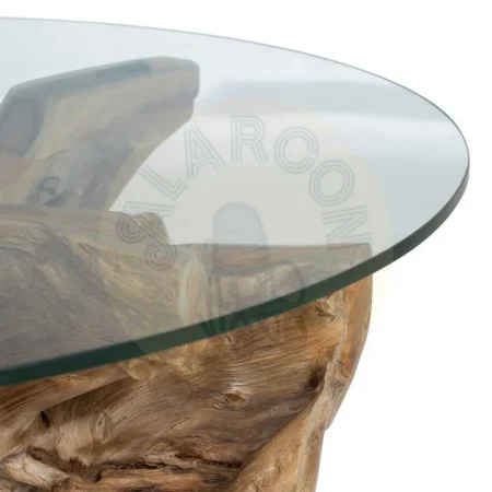 Mesa de centro madera de teca y cristal natural 90x90x45cm - Ixia - 610875IX - foto-secundaria-1