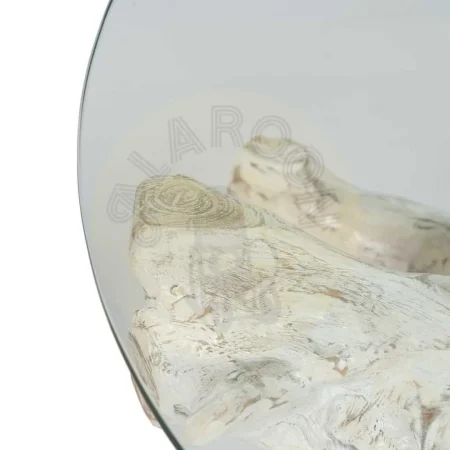 Mesa de centro blanco rozado en madera de teca y cristal 90x90x45cm - Ixia - 610876IX - foto-secundaria-2