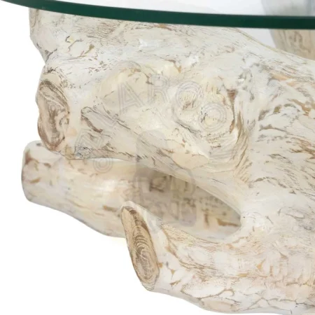 Mesa de centro blanco rozado en madera de teca y cristal 90x90x45cm - Ixia - 610876IX - foto-secundaria-4
