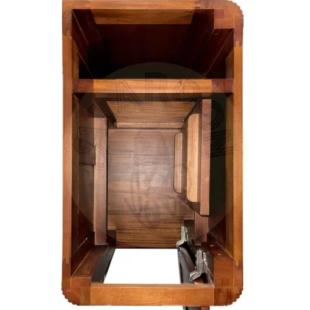 Escritorio victoriano en madera maciza de caoba con acabado en polipiel sobre tablero y accesorios de bronce seis cajones una puerta y estante interior 140x70x78cm - Moycor - 6110201MYC - foto-secundaria-10