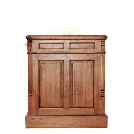 Escritorio victoriano en madera maciza de caoba con acabado en polipiel sobre tablero y accesorios de bronce seis cajones una puerta y estante interior 140x70x78cm - Moycor - 6110201MYC - foto-secundaria-6