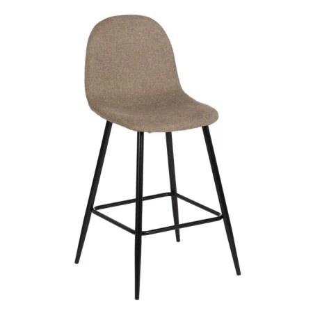 Taburete alto tapizado en tejido color taupe con estructura metálica para salón 46x48x96cm - Ixia - 611022IX - foto-blanco