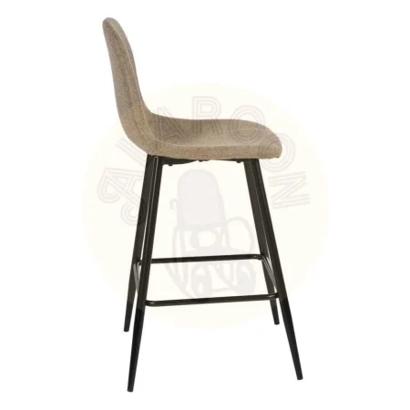 Taburete alto tapizado en tejido color taupe con estructura metálica para salón 46x48x96cm - Ixia - 611022IX - foto-secundaria-1