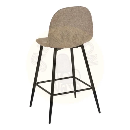 Taburete alto tapizado en tejido color taupe con estructura metálica para salón 46x48x96cm - Ixia - 611022IX - foto-secundaria-2