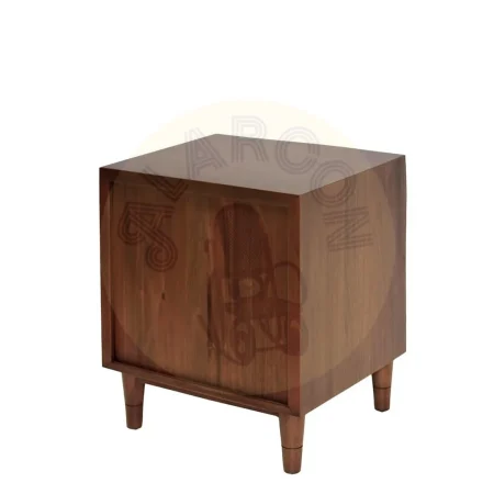 Mesita de noche en madera maciza de caoba con cajón con hendidura integrada y hueco blanco enmarcado por delicado borde 45x40x53cm - Moycor - 6110702MYC - foto-secundaria-5