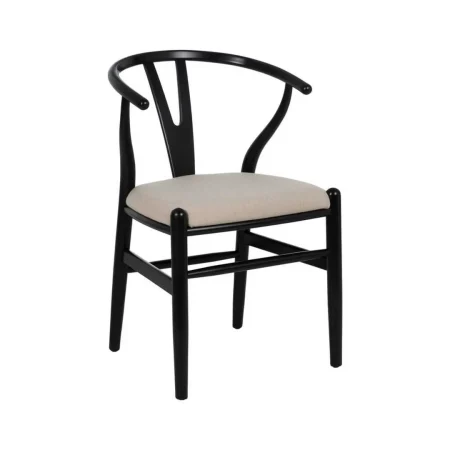 Silla comedor tapizada en tejido negro estructura madera de haya asiento 48cm 53x55x80cm - Ixia - 611228IX - foto-blanco