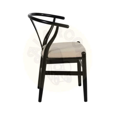 Silla comedor tapizada en tejido negro estructura madera de haya asiento 48cm 53x55x80cm - Ixia - 611228IX - foto-secundaria-1