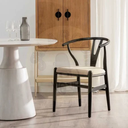 Silla comedor tapizada en tejido negro estructura madera de haya asiento 48cm 53x55x80cm - Ixia - 611228IX - foto-secundaria-13