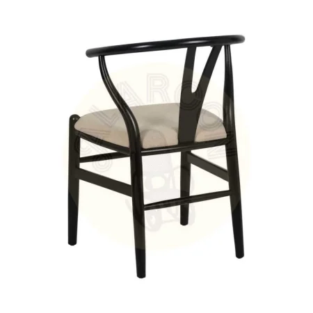 Silla comedor tapizada en tejido negro estructura madera de haya asiento 48cm 53x55x80cm - Ixia - 611228IX - foto-secundaria-2