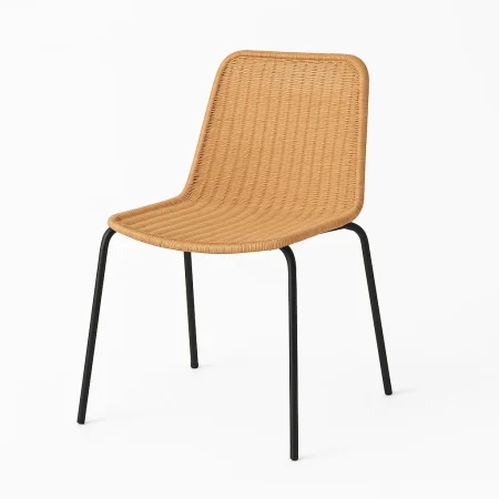 Silla natural apilable en polietileno y acero para exterior 52x57x82cm - Ixia - 611269IX - foto-blanco