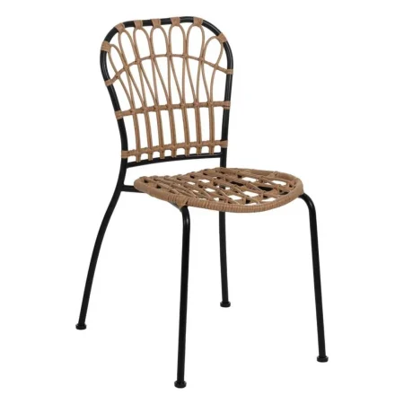 Silla en polietileno y acero acabado natural y negro apta para exterior 51x58x87cm - Ixia - 611274IX - foto-blanco