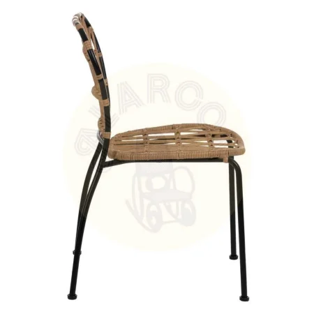 Silla en polietileno y acero acabado natural y negro apta para exterior 51x58x87cm - Ixia - 611274IX - foto-secundaria-1