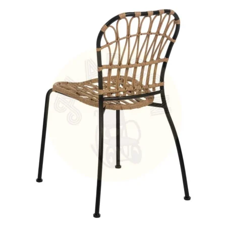 Silla en polietileno y acero acabado natural y negro apta para exterior 51x58x87cm - Ixia - 611274IX - foto-secundaria-2