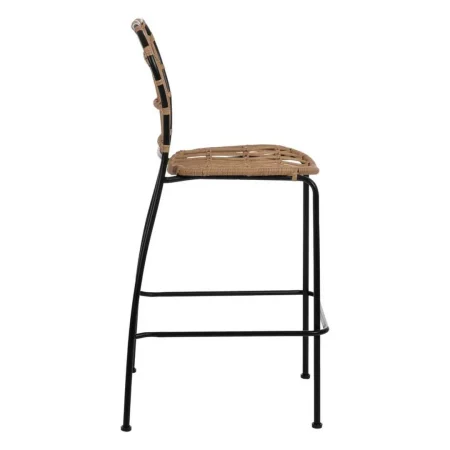 Taburete alto para exterior en polietileno y acero color natural y negro apilable 60x61x117cm - Ixia - 611275IX - foto-blanco