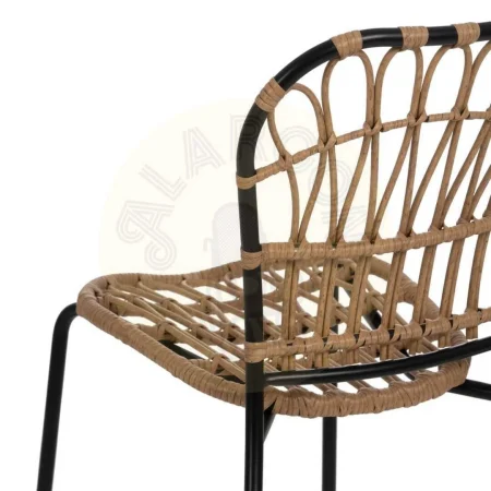 Taburete alto para exterior en polietileno y acero color natural y negro apilable 60x61x117cm - Ixia - 611275IX - foto-secundaria-6